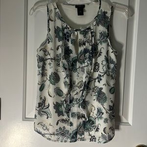 Ann Taylor floral mixed media shell XSP